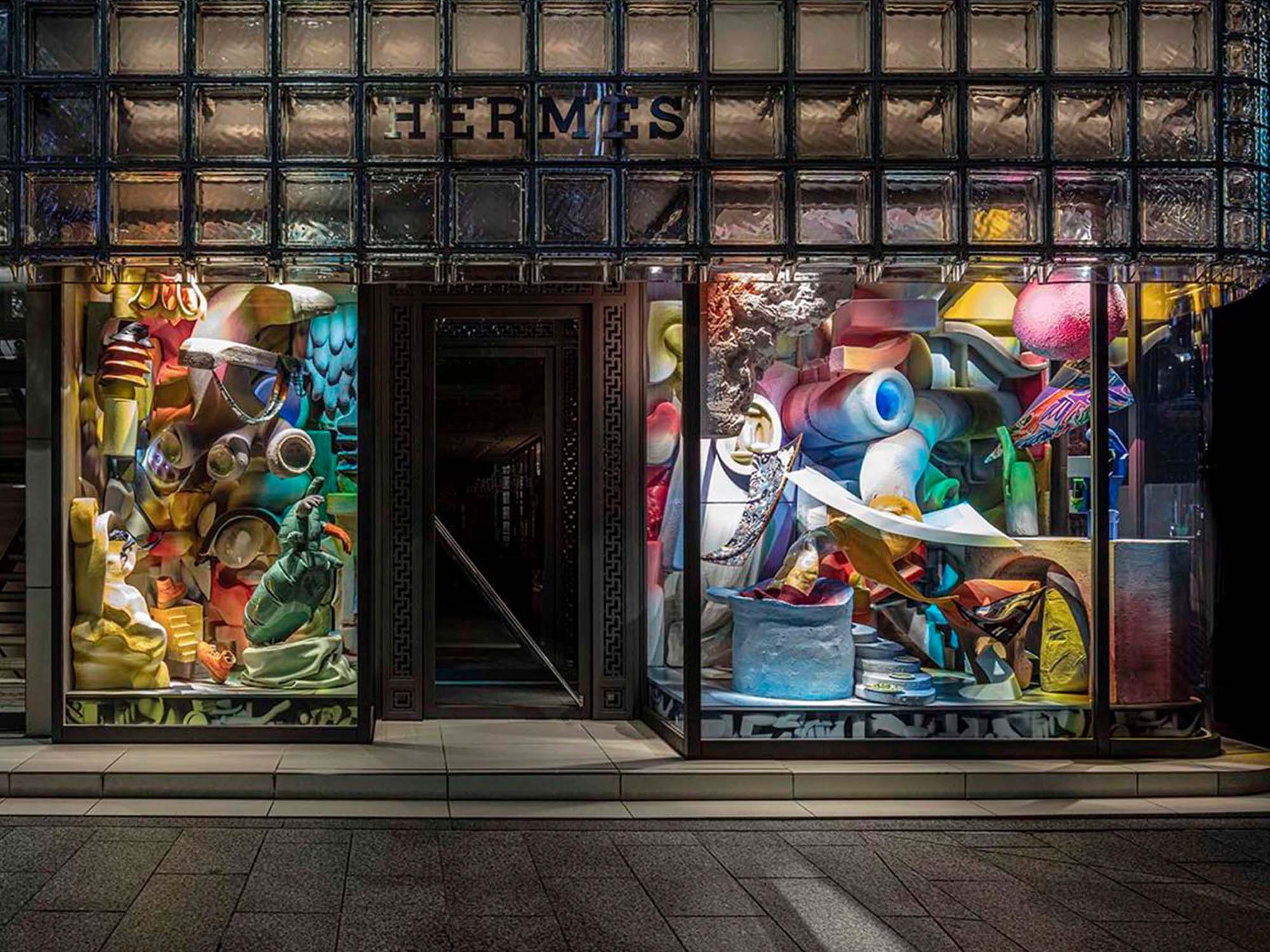 Misha Kahn designed Maison Hermès window opens in Ginza, Tokyo